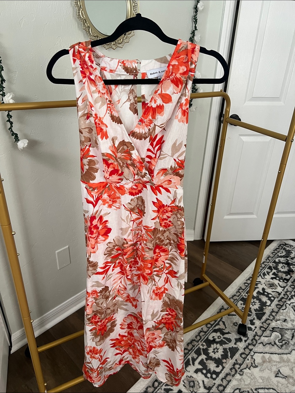 Coral and Taupe Floral Maxi Dress